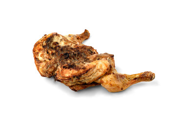 Baked chicken isolated on white background.