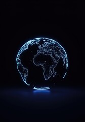 A minimalist digital outline of the planet Earth, depicting continents and oceans with clean, connected lines, symbolizing global unity and technology ,global ,communication ,illustration