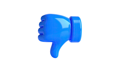 3D blue thumbs down gesture on a black background