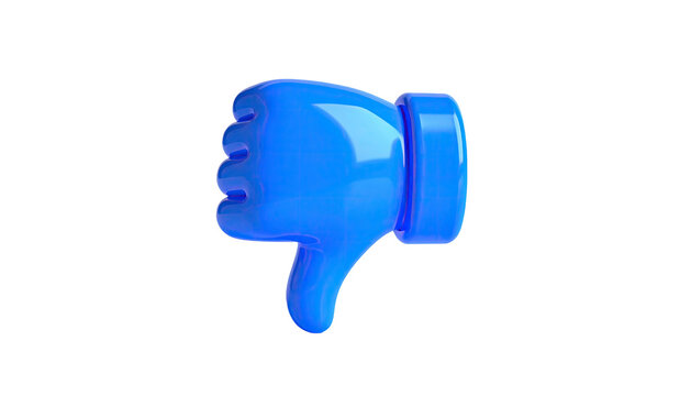 3D blue thumbs down gesture on a black background