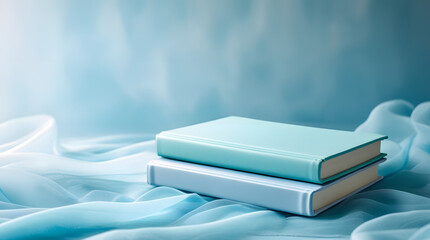 two books lying on each other placed on velvety silky cloth 