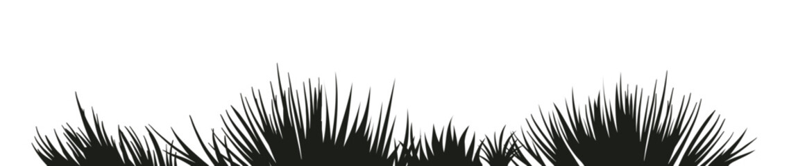 Set of black flat grass silhouette isolated on white background.. Vector illustration. 