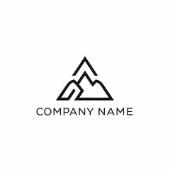 Minimalist geometric mountain logo design in a triangular shape.