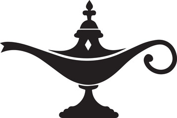 Aladdin Magic Lamp Silhouette Vector Icon, Lamp Vector