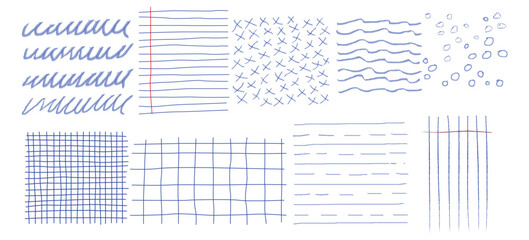 Hand-Drawn Line Texture Grid – 10 Pen & Pencil Stroke Patterns for Art and Design