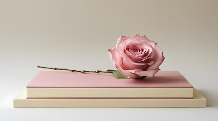 a book with rose petal color book cover placed on log 