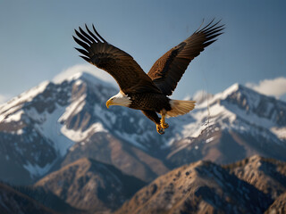 Obraz premium american bald eagle flying in sky