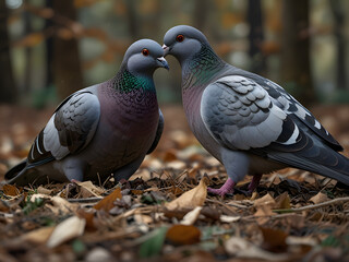 Obraz premium pigeon bird closeup in the forest
