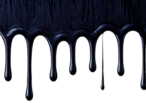 Black Dripping on Surface isolated on transparent or white background