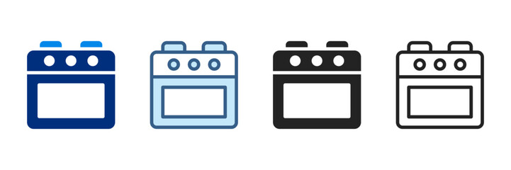 Stove Icon Set Multiple Style Vector Illustration 