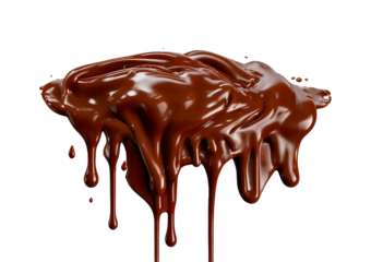 Chocolate dripping down the sides isolated on transparent or white background