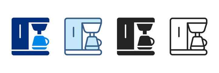 Coffee Maker Icon Set Multiple Style Vector Illustration 