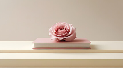 a book with rose petal color book cover placed on log 