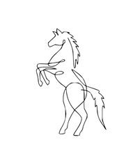 Stunning minimalist line art of a rearing horse, perfect for equestrian brands, dynamic logos, and modern artistic designs with a touch of wild beauty
