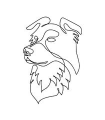 Elegant single line art captures the intelligent gaze of a border collie, perfect for modern pet branding and minimalist design projects.