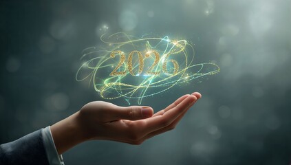 Holding the promise of 2026 in my hand, a future full of possibilities and sparkling opportunities awaits, ready to embrace a bright new year