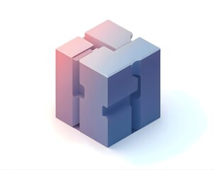 Fototapeta premium Abstract 3D Cube Puzzle or Component with Gradient Colors