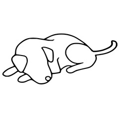 Whimsical dog resting peacefully with a simple outline style perfect for playful designs and storytelling