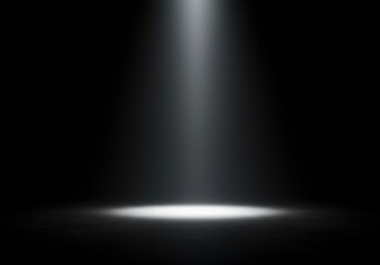 A powerful beam of light pierces through darkness, dramatically highlighting a central empty space, creating an atmosphere of focus and intensity ,shadow ,strong ,darkness