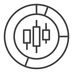 Candlestick Chart Piechart vector Market Data outline icon or design element