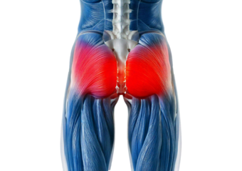 3D rendered Medical Illustration Anatomy - Inflamed Gluteus Maximus. isolated on transparent or white background