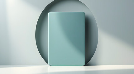a book of zinc color lying with wall placed in a frame 