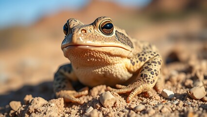 Fototapeta premium Sonoran Desert Toad in its natural habitat, a detailed close-up of the amphibian.