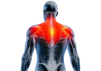 Anatomy - Inflamed Latissimus Dorsi. isolated on transparent or white background