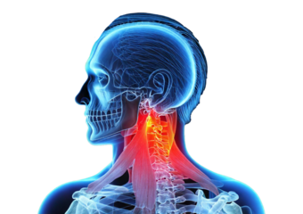 Anatomy - Inflamed Sternocleidomastoid. isolated on transparent or white background