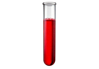 Test tube containing Red liquid, commonly used in scientific or medical visuals isolated on transparent or white background