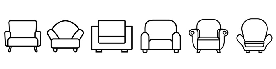 Armchair icon vector set. Chair illustration sign collection. lounge symbol. recliner logo.