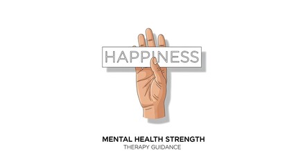 Hand Holding Sign of Happiness for Mental Health Awareness and Therapy Guidance