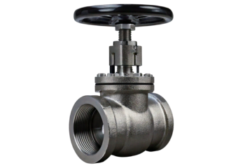Household stainless steel check valve with black handles isolated on transparent or white background