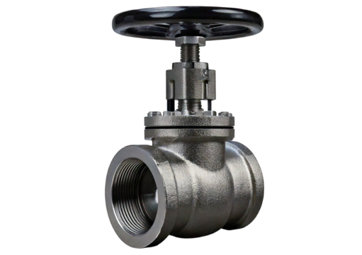 Household stainless steel check valve with black handles isolated on transparent or white background