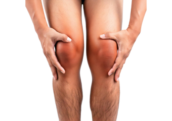 Inflamed His knees. isolated on transparent or white background