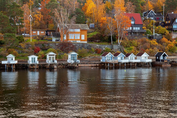 Multiple houses and small huts at the Oslofjord,Oslo, South Norway, Norway, Scandinavia, Europe