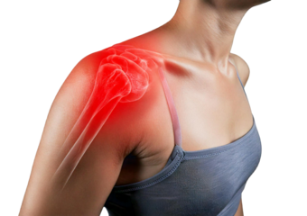 Inflamed shoulder (Turns slightly red). isolated on transparent or white background