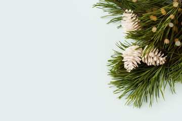 Fir Tree Right Border with Red and Gold Baubles