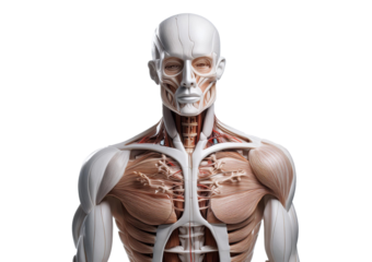 Study of the physiology of the Model and the parts of the human Model in the laboratory isolated on transparent or white background