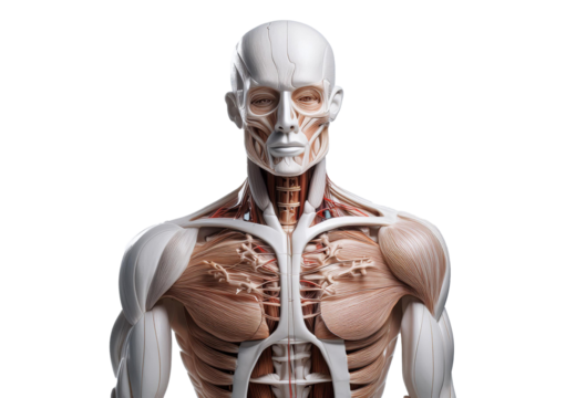 Study of the physiology of the Model and the parts of the human Model in the laboratory isolated on transparent or white background