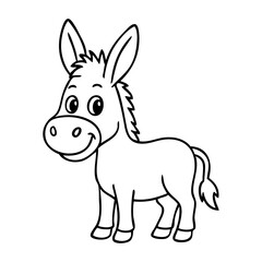 Dibujo sencillo con líneas de asno joven simpático