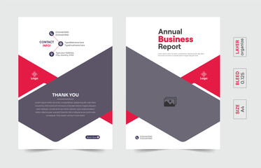 corporate bi-fold brochure cover template, editable company profile design, A4, print