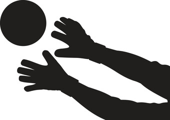 Goalkeeper Hands Catching Ball Silhouette – Soccer Vector Illustration