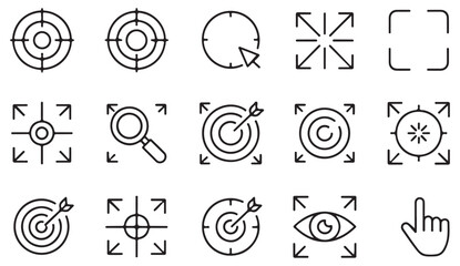 Navigation and targeting UI icons displaying zoom, tracking and screen interaction