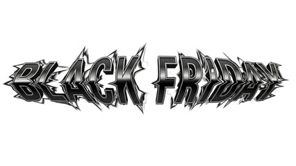 Dynamic Black Friday metallic text graphic with sharp edges perfect for advertising sales and promotions, grab attention with this bold design