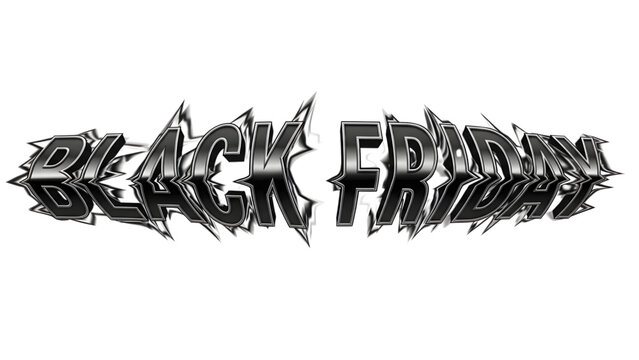 Dynamic Black Friday metallic text graphic with sharp edges perfect for advertising sales and promotions, grab attention with this bold design - Powered by Adobe