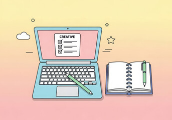 Laptop and notebook for planning and organization