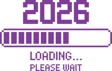 2026 Pixel Loading Bar in Purple – Retro Digital New Year Design
