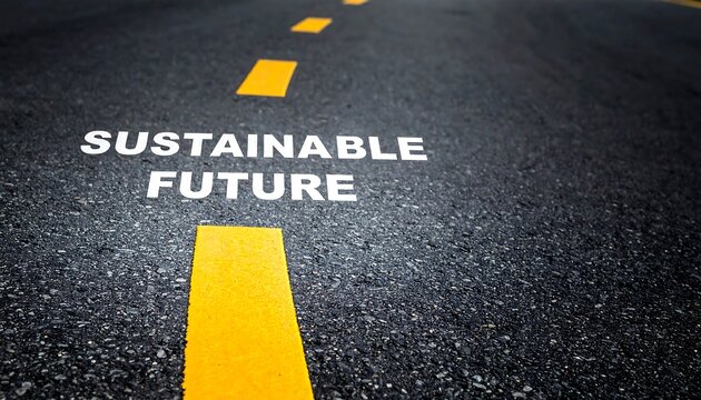 Sustainable Future Road: Yellow Lines Guide to a Better Tomorrow - Powered by Adobe