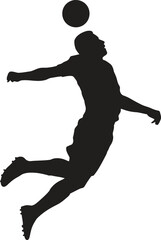 Jumping Athlete Silhouette Performing Header Hit – Volleyball Vector Art